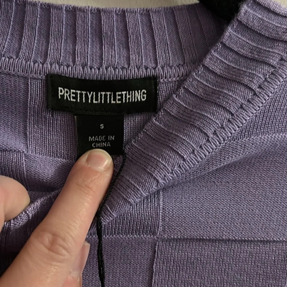 PrettyLittleThing Lilac Square Knit Oversized Sweater Small NWT